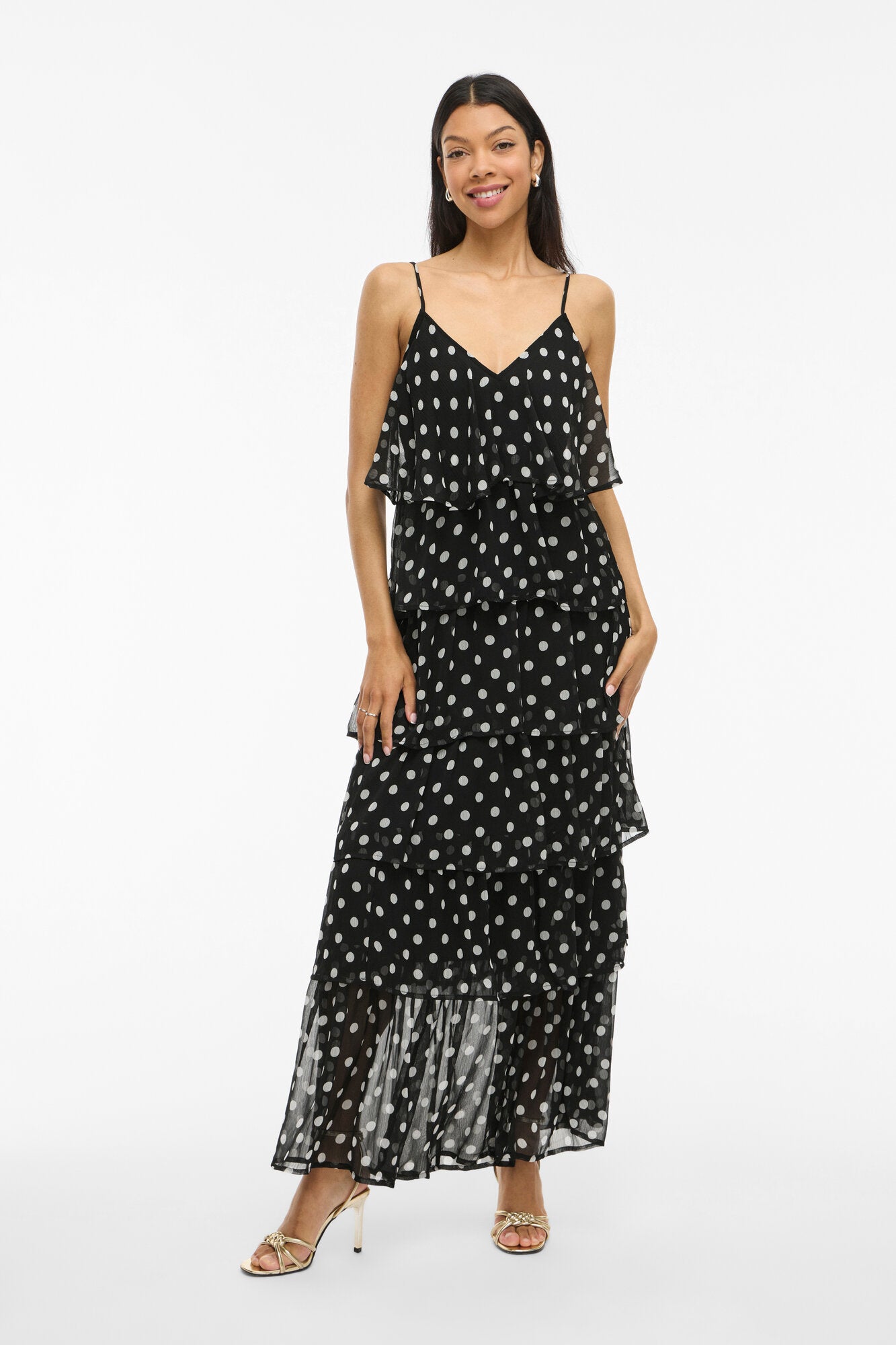 Viharley ruffle maxikjole - sort